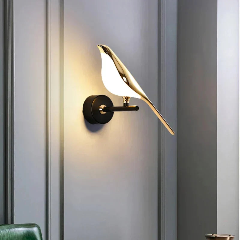 Wall Light, Gold-Plated Hummingbird In Cast Iron And Aluminium