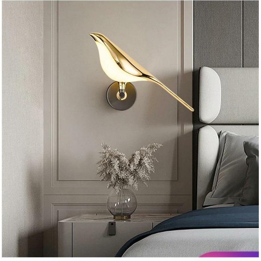 Wall Light, Gold-Plated Hummingbird In Cast Iron And Aluminium