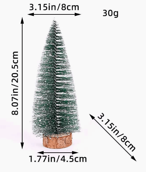 Harsotettu mini-kuusisetti (5 osaa) joulukoristeeksi - Fioriscas