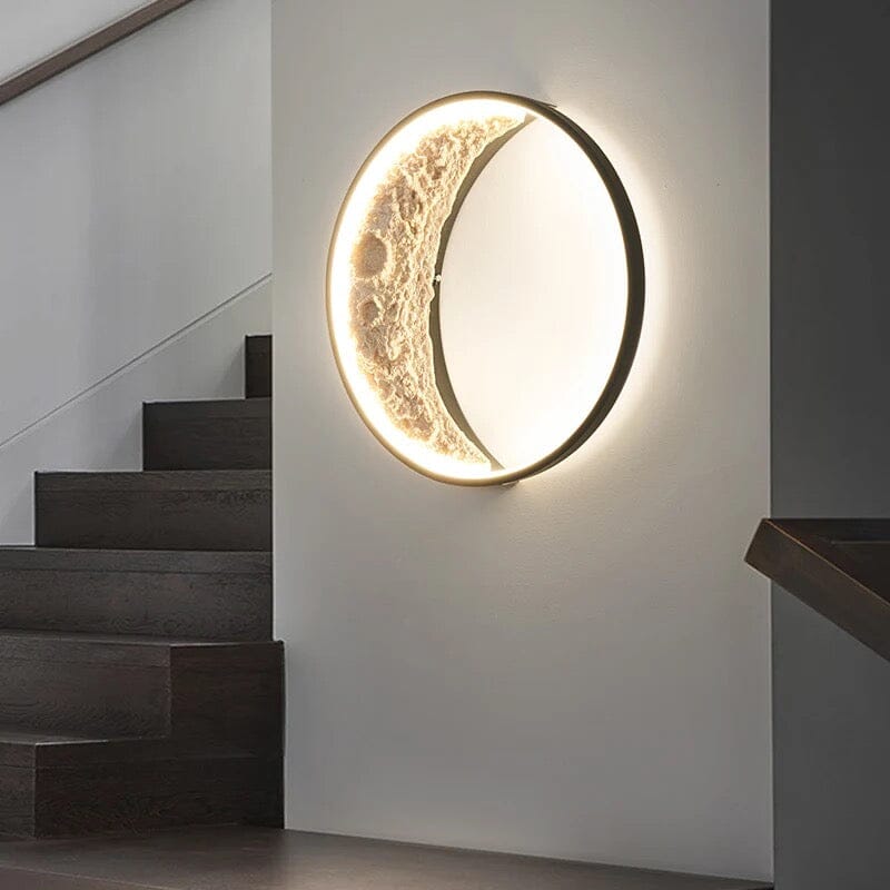 Lampa ścienna, okrągły design w stylu księżyca, ściemnialna na pilota, 3 rozmiary