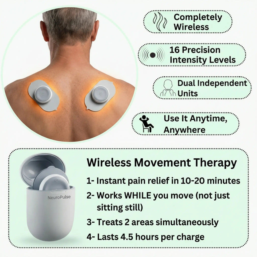 Massaggiatore muscolare TENS wireless con 6 modalità e 16 livelli di intensità