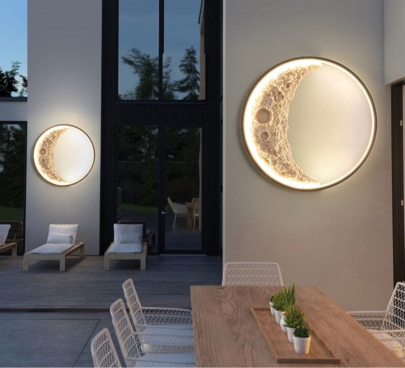 Lampa ścienna, okrągły design w stylu księżyca, ściemnialna na pilota, 3 rozmiary