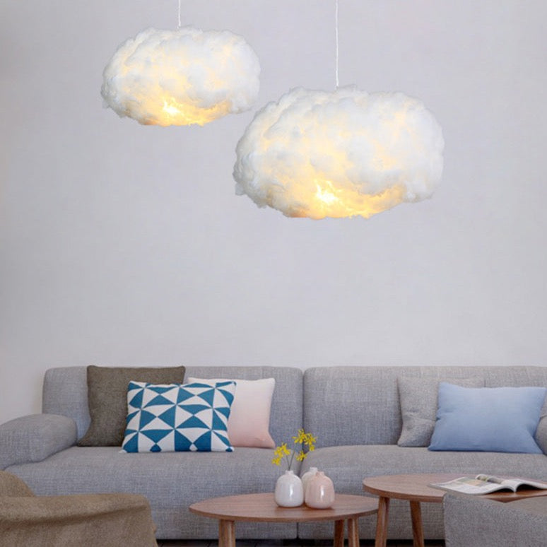 Lampa wisząca sufitowa LumaCloud z bawełnianym kloszem i dyfuzorem, delikatne ciepłe światło