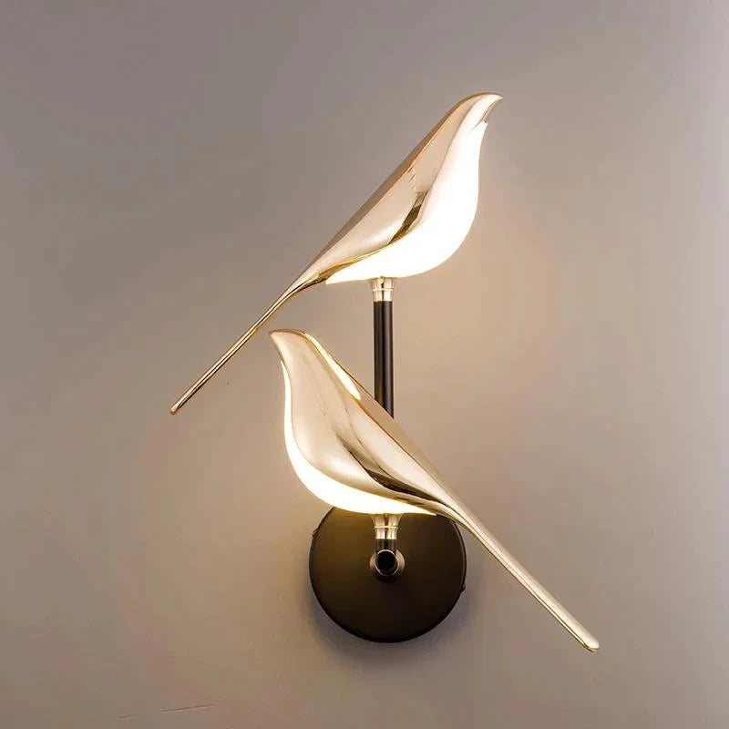 Wall Light, Gold-Plated Hummingbird In Cast Iron And Aluminium