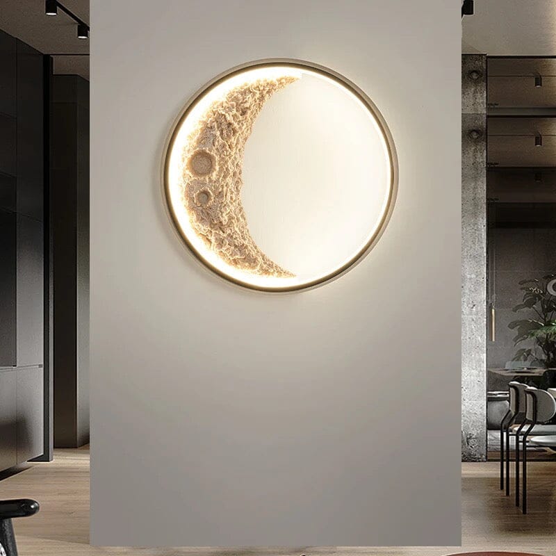 Lampa ścienna, okrągły design w stylu księżyca, ściemnialna na pilota, 3 rozmiary