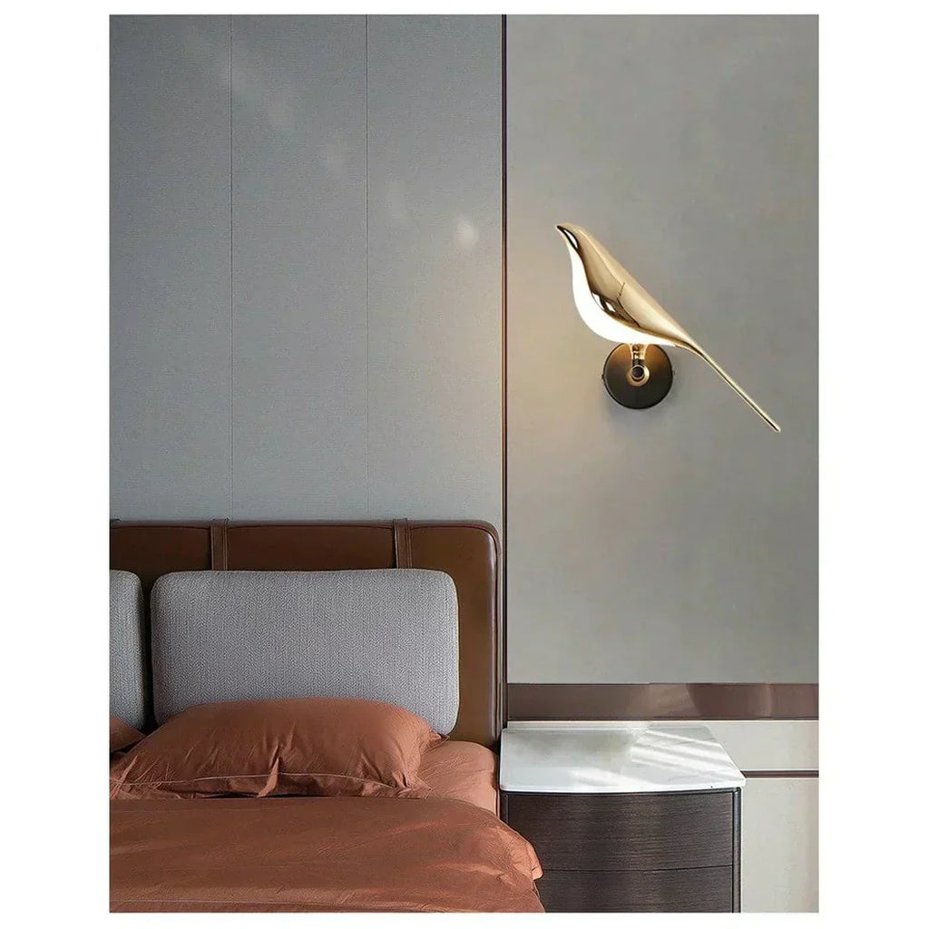 Wall Light, Gold-Plated Hummingbird In Cast Iron And Aluminium
