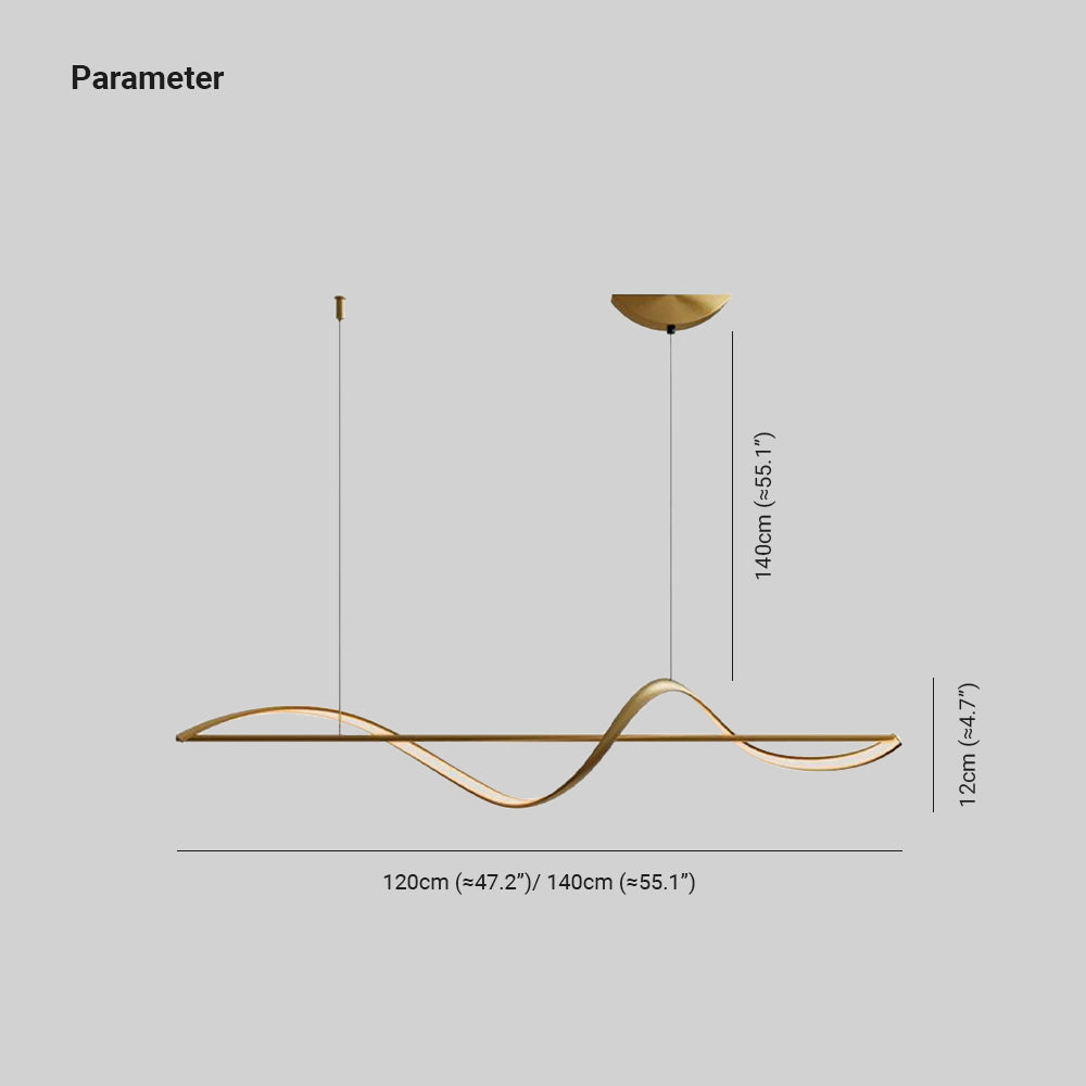 Zelin Pendant Light Wave Minimalist Designer, Metal, Brass/Black | Fioriscas