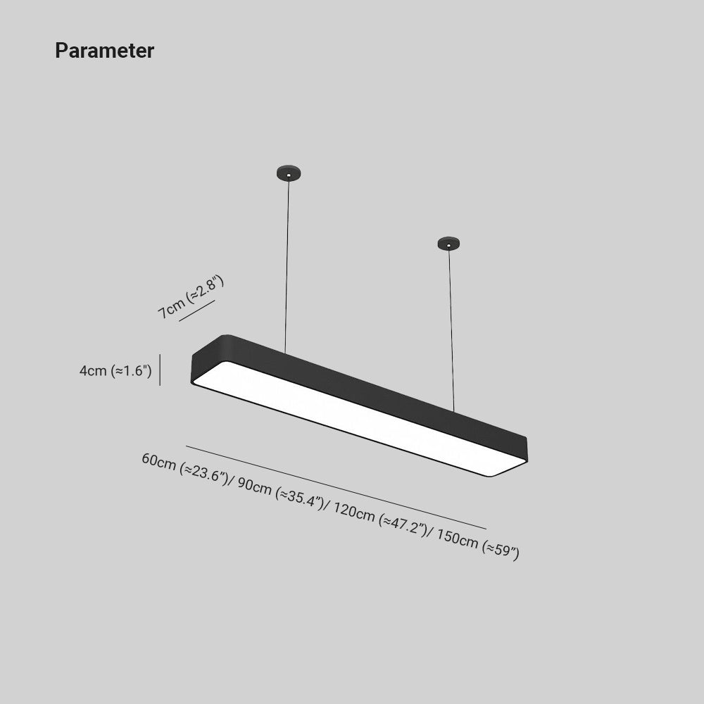Noar Minimalist Rectangular LED Black Pendant Light, | Fioriscas