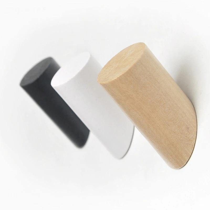 Natural Wood Coat Hook, Wall-Mounted, Three Sizes and Colors