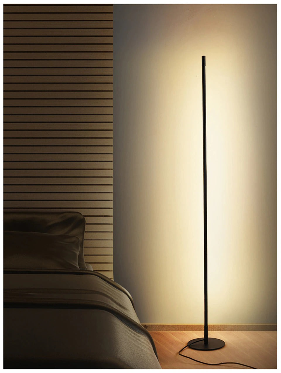 Lampadar LED subțire din aluminiu, cu moduri de iluminare caldă, albă și reglabilă a intensității