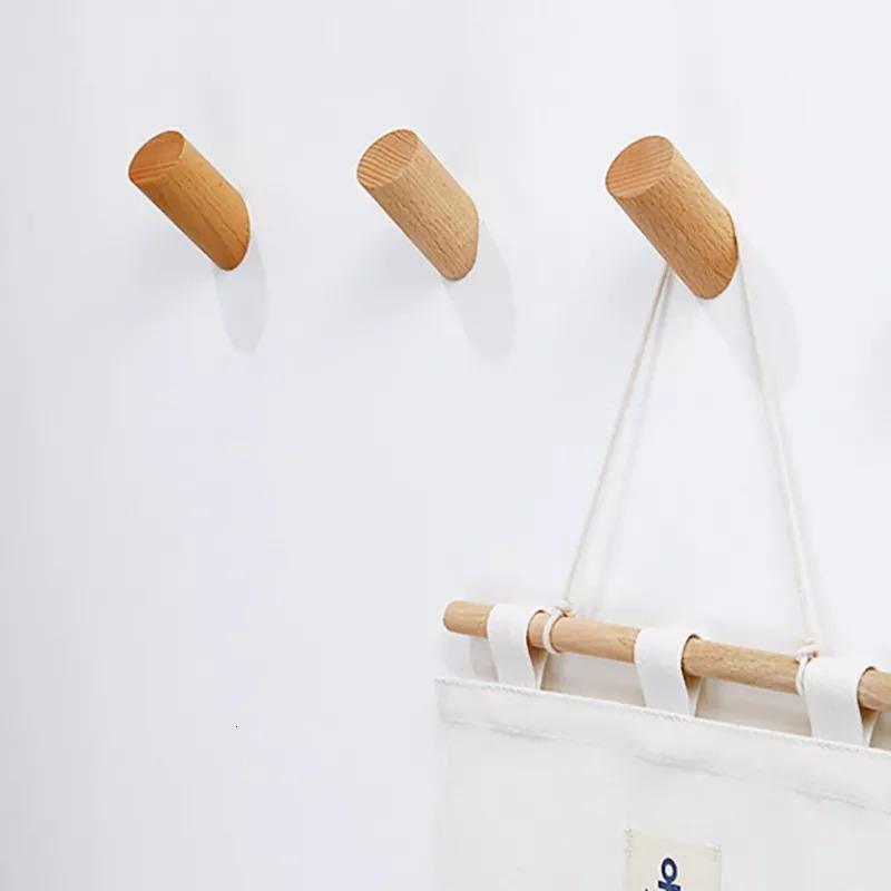 Natural Wood Coat Hook, Wall-Mounted, Three Sizes and Colors