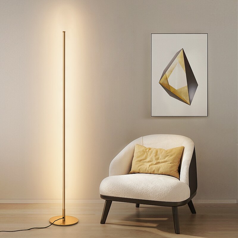 Lampadar LED subțire din aluminiu, cu moduri de iluminare caldă, albă și reglabilă a intensității