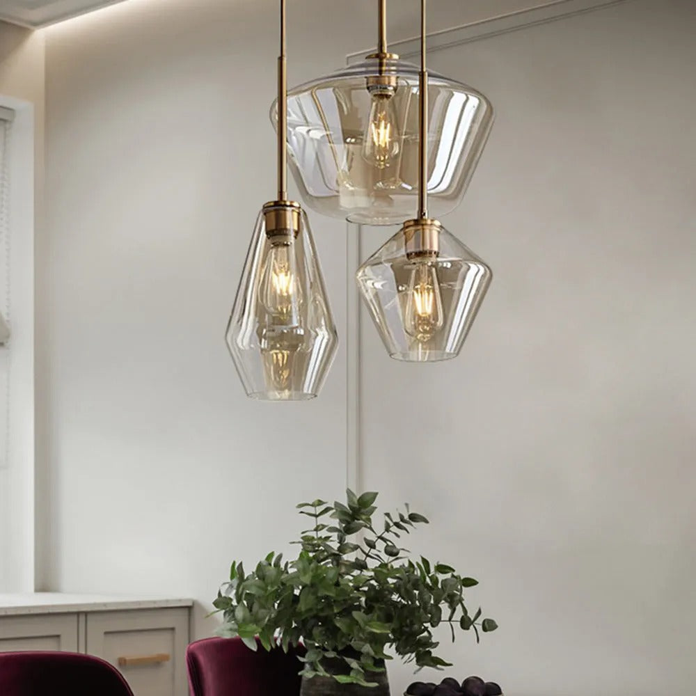 June Pendant Light Glass, Clear/Amber Diamond shape | Fioriscas