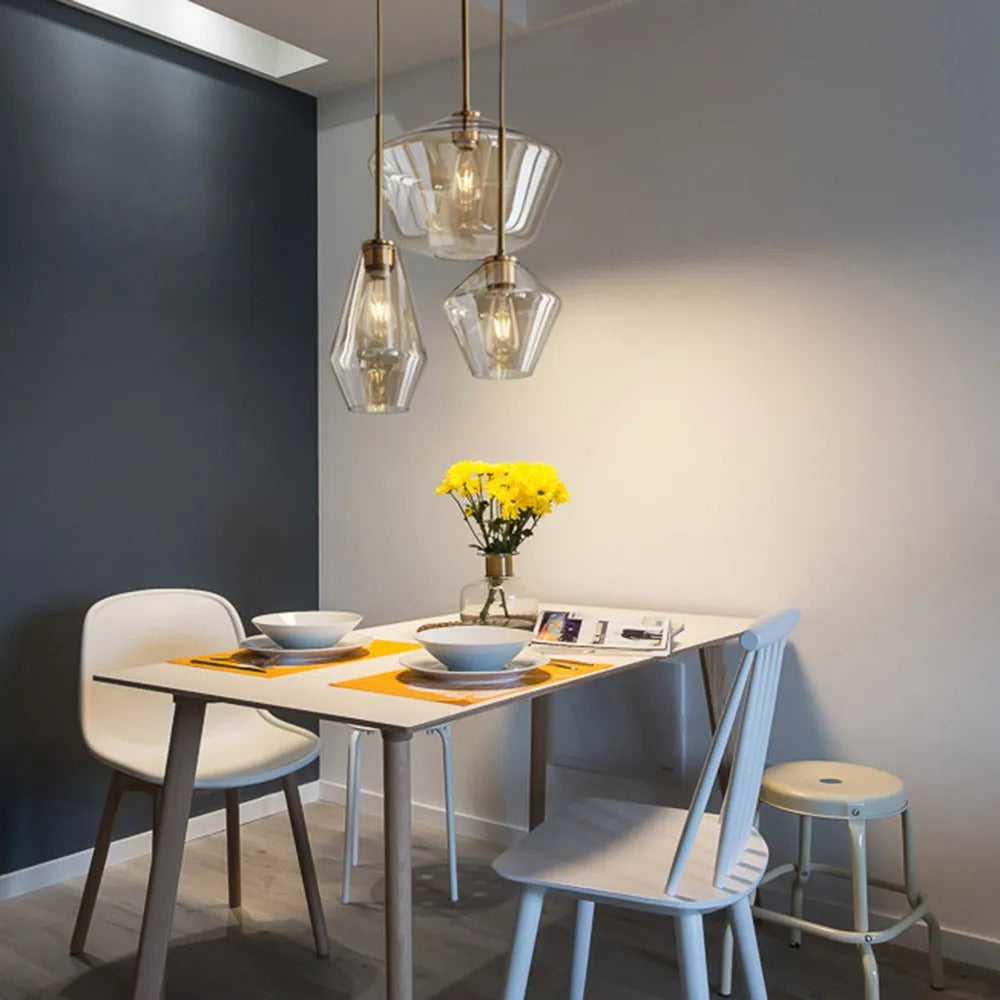 June Pendant Light Glass, Clear/Amber Diamond shape | Fioriscas