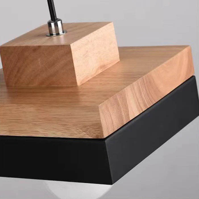 Aria Minimalist Black & White Wood Geometric Pendant Light | Fioriscas