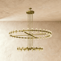 LumenHex Crystal Gear Chandelier Interlocking Hex Spokes