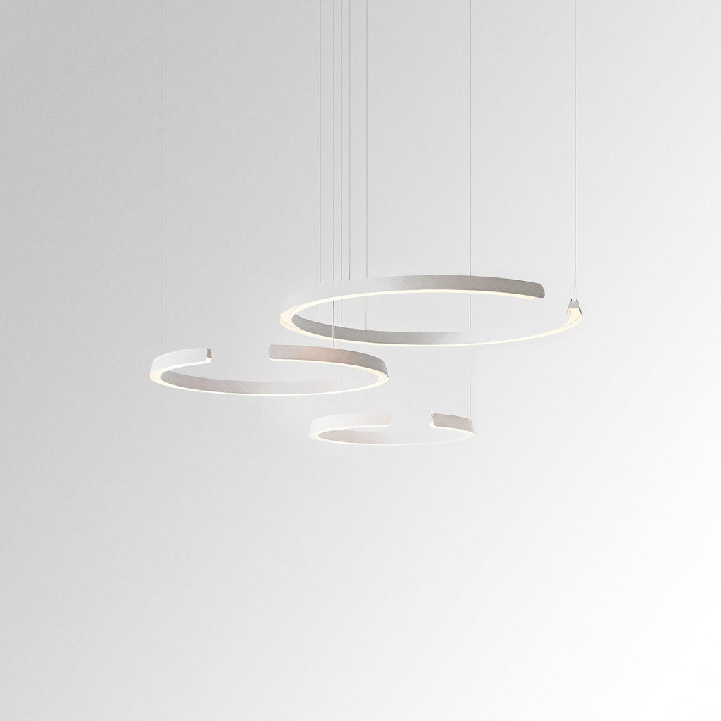 Lampadario a sospensione Marvella a forma di anello in design geometrico, nero o bianco, 60-100 cm