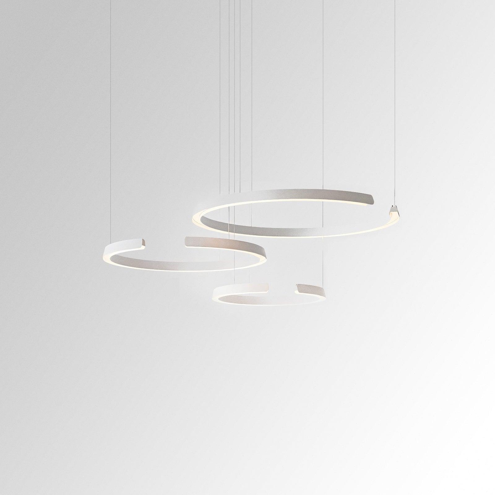 Lampadario a sospensione Marvella a forma di anello in design geometrico, nero o bianco, 60-100 cm