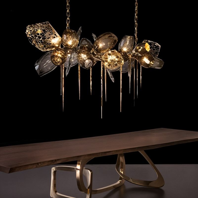 Aurelia Cognac Glass Chandelier With Handblown Globes