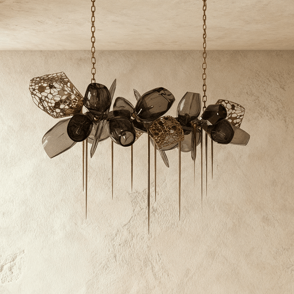 Aurelia Cognac Glass Chandelier With Handblown Globes