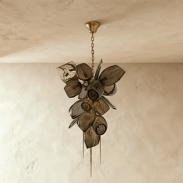 Aurelia Cognac Glass Chandelier With Handblown Globes
