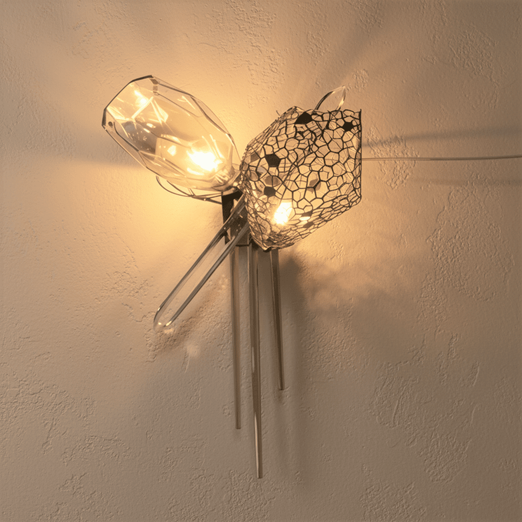 Lumenary Iron And Glass Sculptural Wall Lamp Fixture