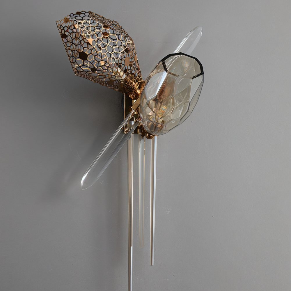 Lumenary Iron And Glass Sculptural Wall Lamp Fixture