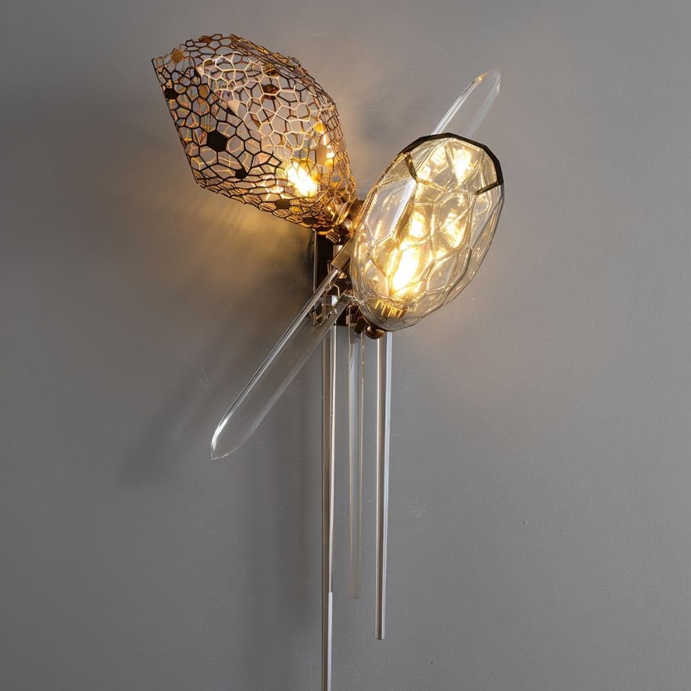 Lumenary Iron And Glass Sculptural Wall Lamp Fixture