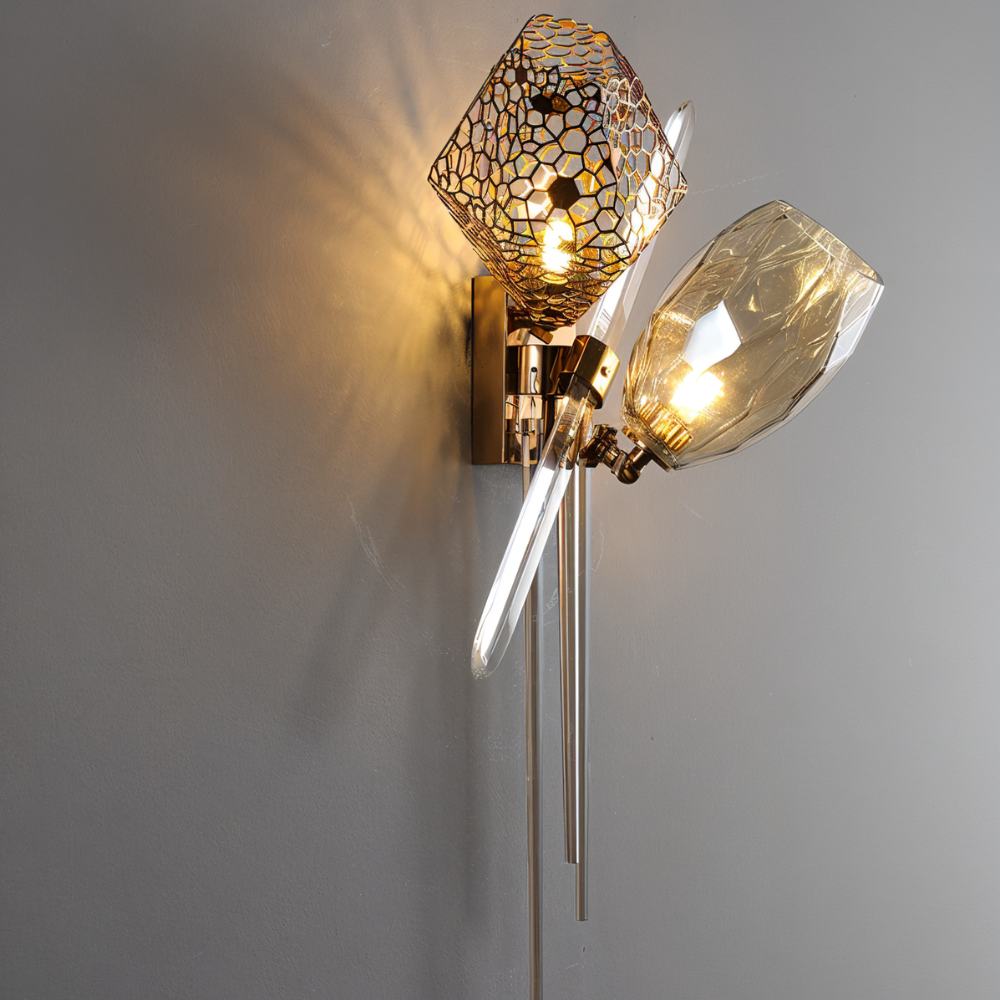 Lumenary Iron And Glass Sculptural Wall Lamp Fixture