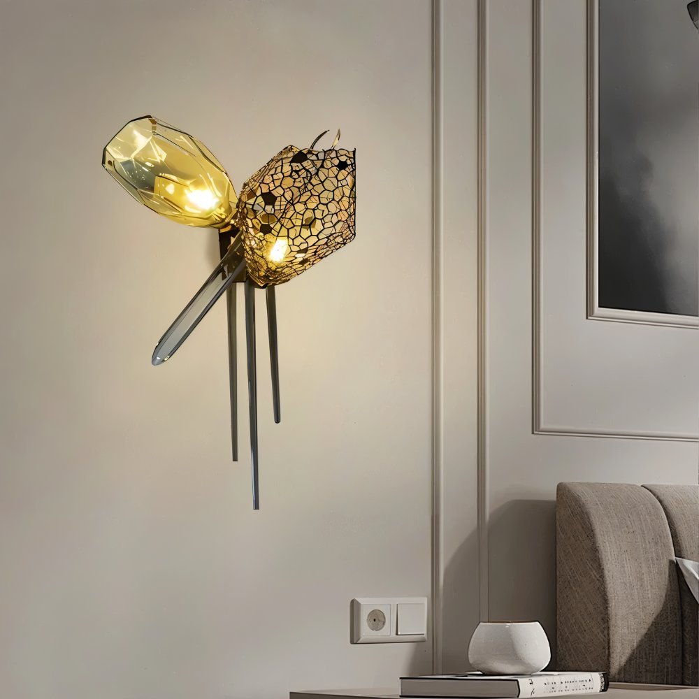 Lumenary Iron And Glass Sculptural Wall Lamp Fixture