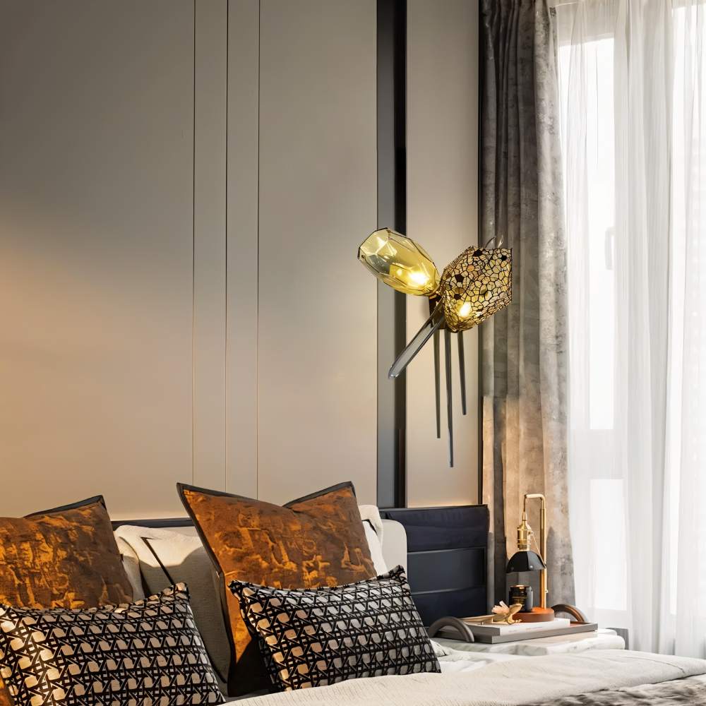 Lumenary Iron And Glass Sculptural Wall Lamp Fixture