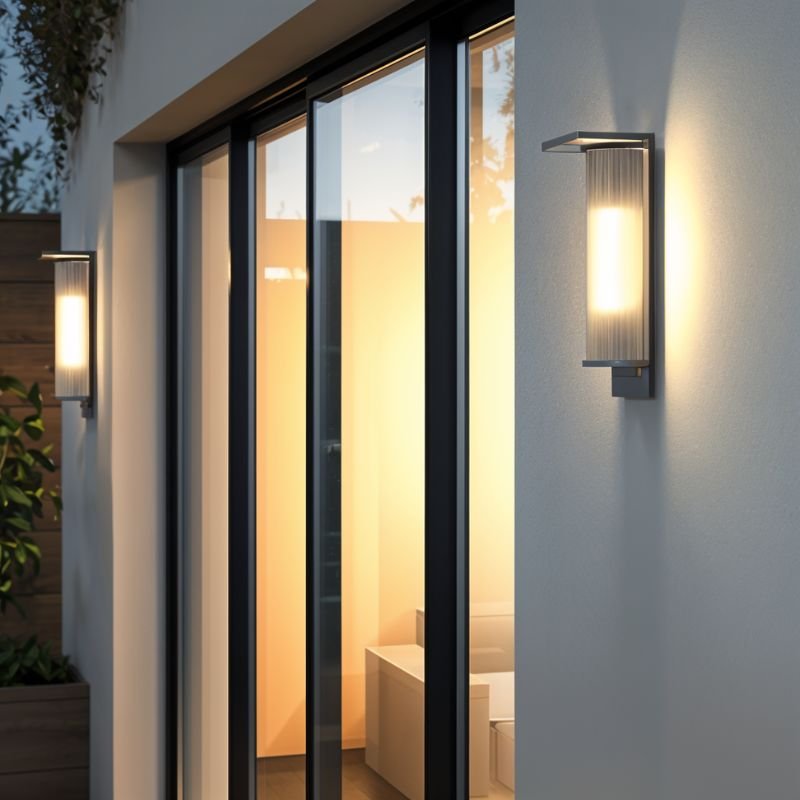 NovaGuard Stainless Steel Outdoor Wall Light With Ribbed Acrylic Shade