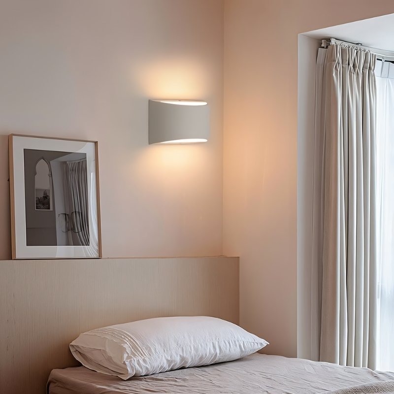 AuroraCurve Gypsum Wall Lamp With Soft Uplight And Downlight