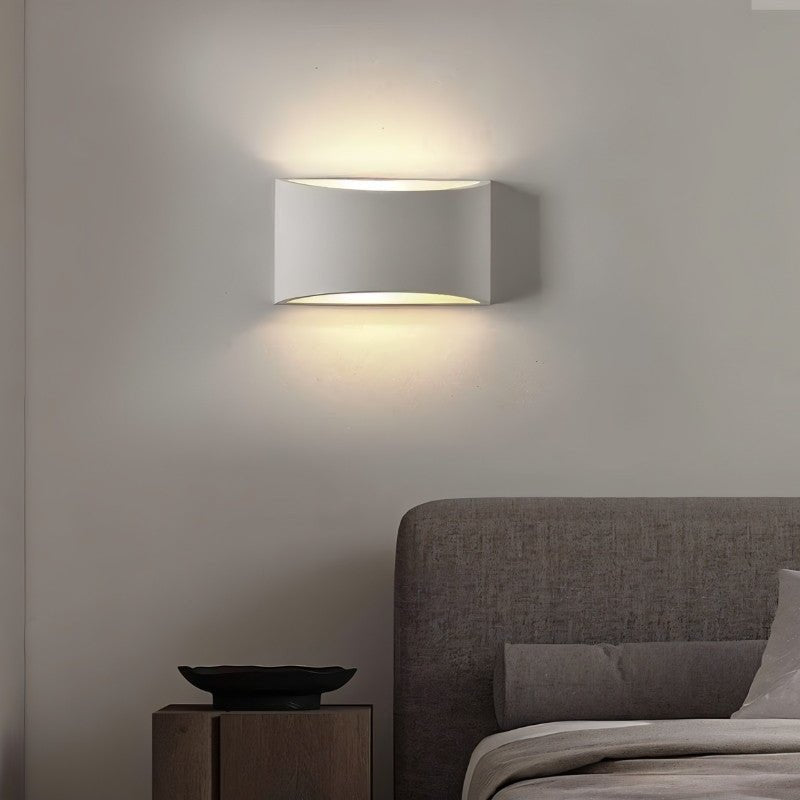 AuroraCurve Gypsum Wall Lamp With Soft Uplight And Downlight