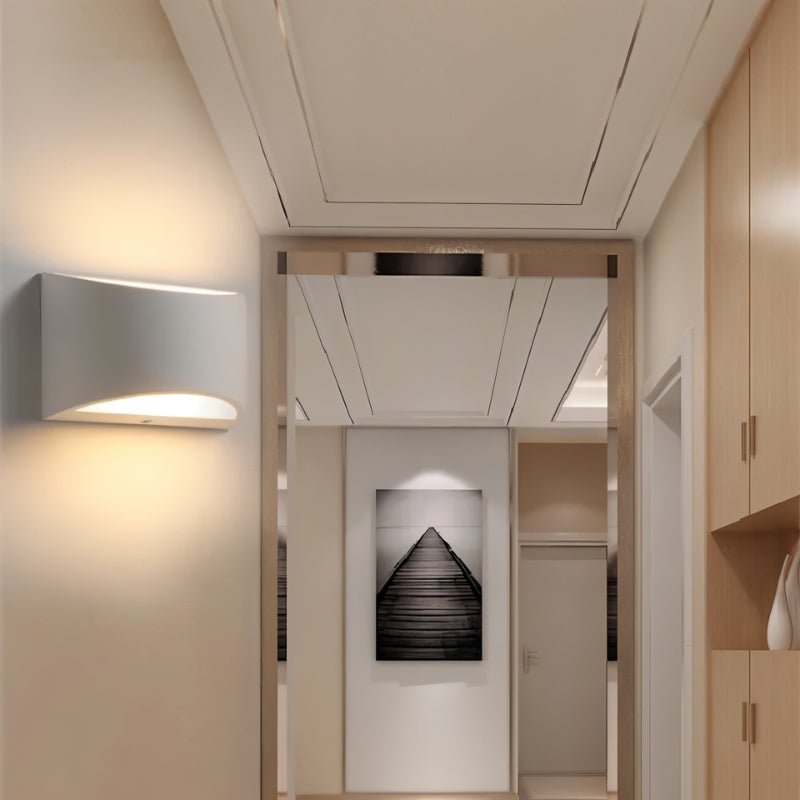 AuroraCurve Gypsum Wall Lamp With Soft Uplight And Downlight