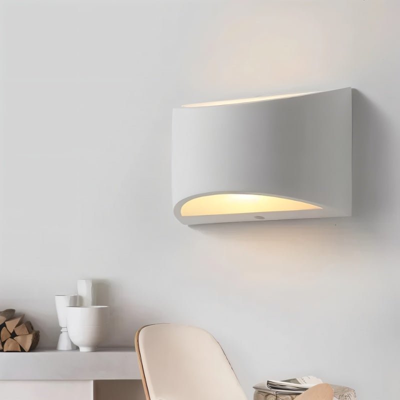 AuroraCurve Gypsum Wall Lamp With Soft Uplight And Downlight