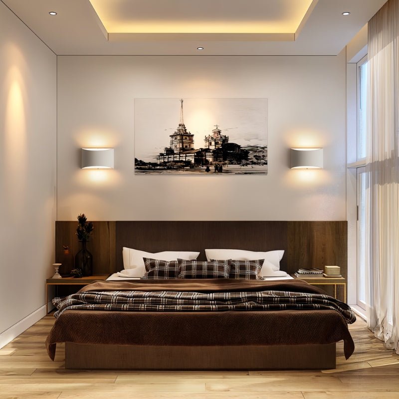 AuroraCurve Gypsum Wall Lamp With Soft Uplight And Downlight