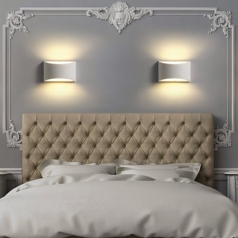 AuroraCurve Gypsum Wall Lamp With Soft Uplight And Downlight
