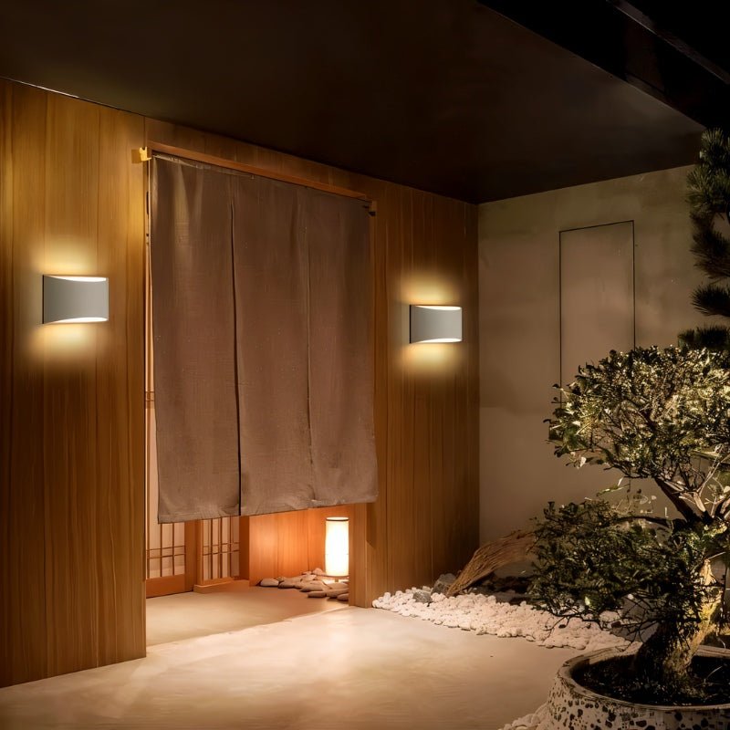 AuroraCurve Gypsum Wall Lamp With Soft Uplight And Downlight