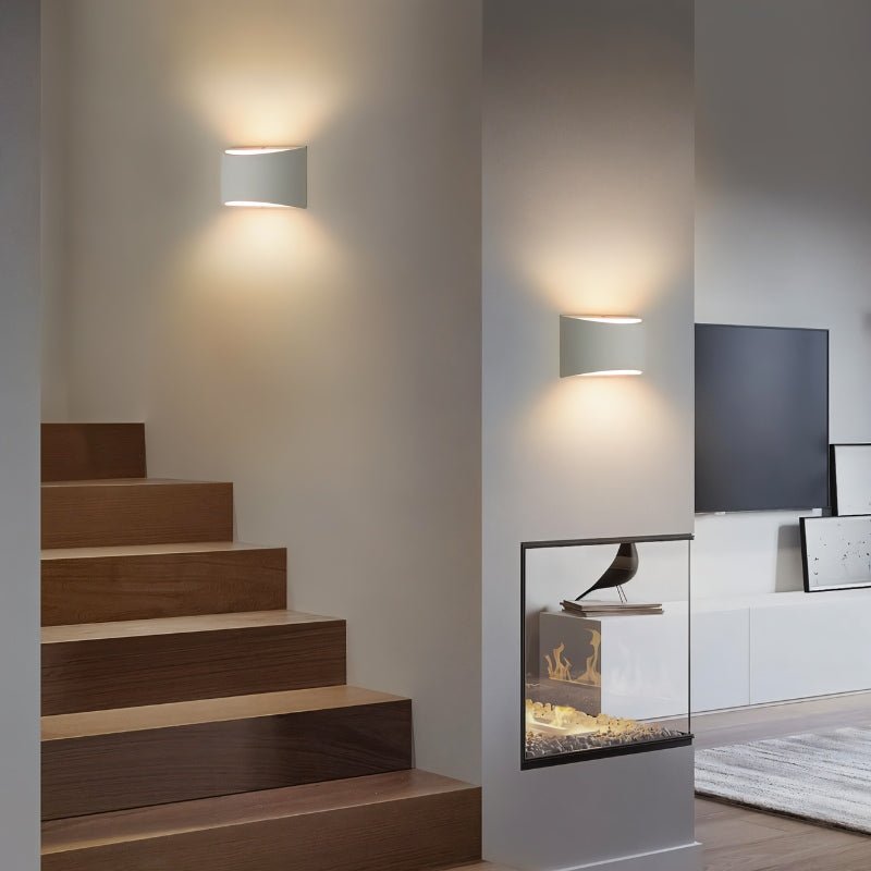 AuroraCurve Gypsum Wall Lamp With Soft Uplight And Downlight