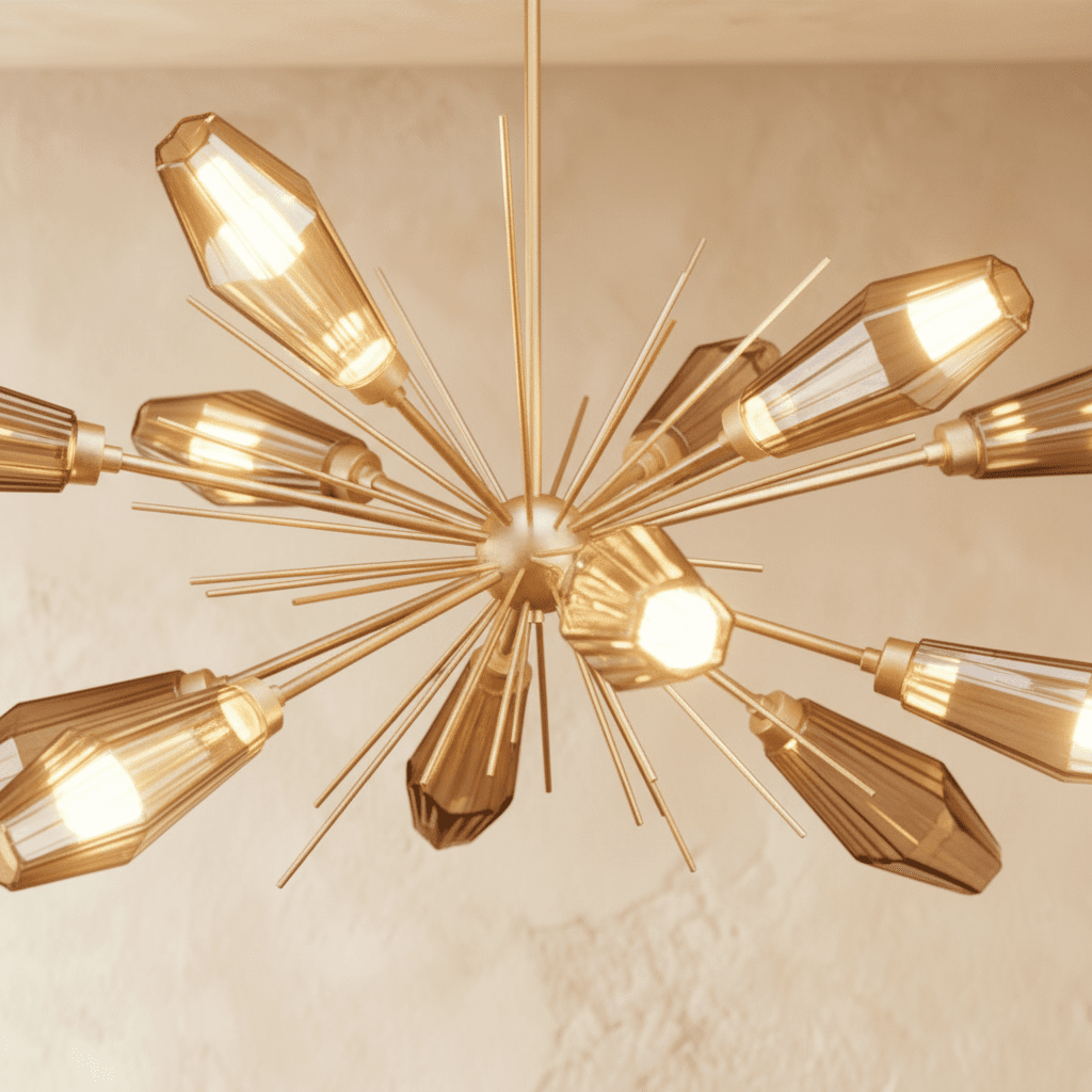 Lumen Hexagonal Prism Crystal Chandelier With Artisan Blown Glass