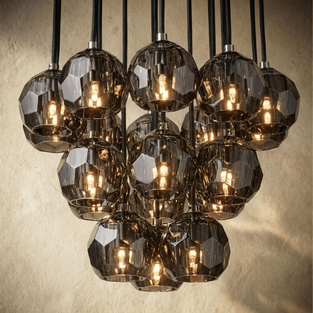 Aurora Cascade Crystal Orb Chandelier With Faceted Glass Spheres