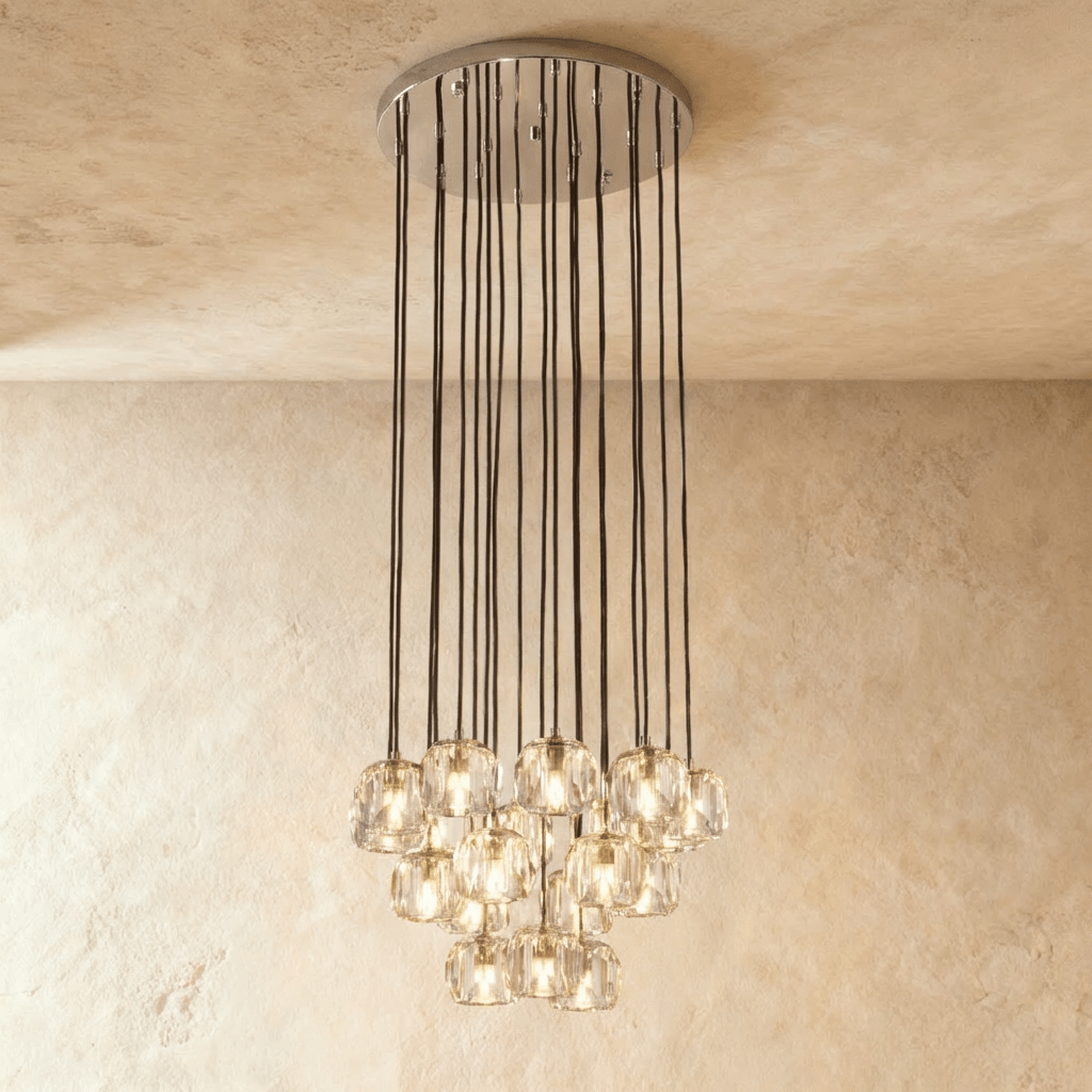 Aurora Cascade Crystal Orb Chandelier With Faceted Glass Spheres