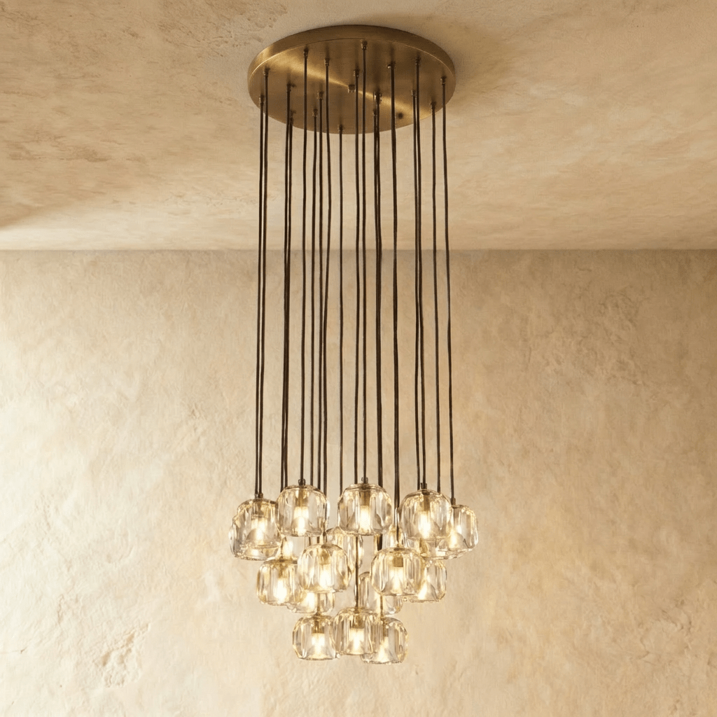 Aurora Cascade Crystal Orb Chandelier With Faceted Glass Spheres