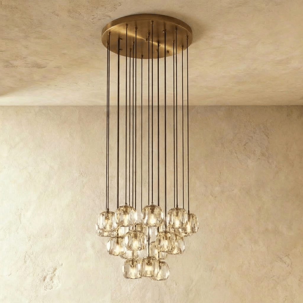 Aurora Cascade Crystal Orb Chandelier With Faceted Glass Spheres