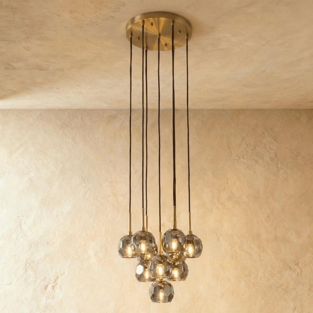Aurora Cascade Crystal Orb Chandelier With Faceted Glass Spheres