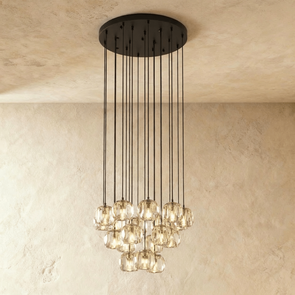 Aurora Cascade Crystal Orb Chandelier With Faceted Glass Spheres