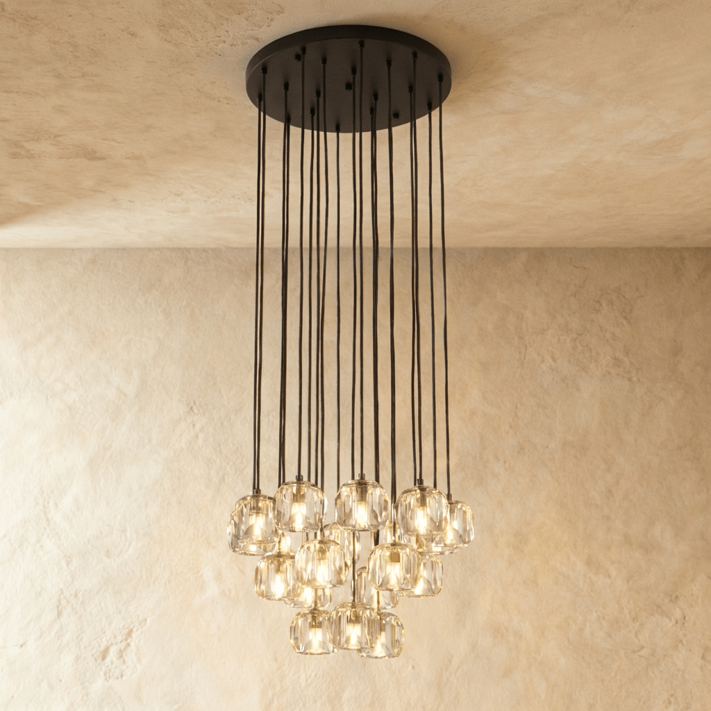 Aurora Cascade Crystal Orb Chandelier With Faceted Glass Spheres
