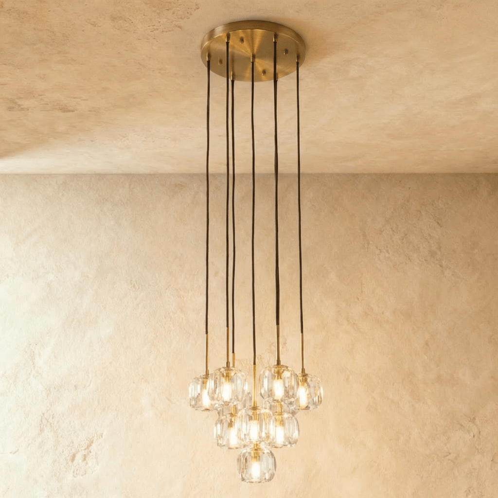 Aurora Cascade Crystal Orb Chandelier With Faceted Glass Spheres