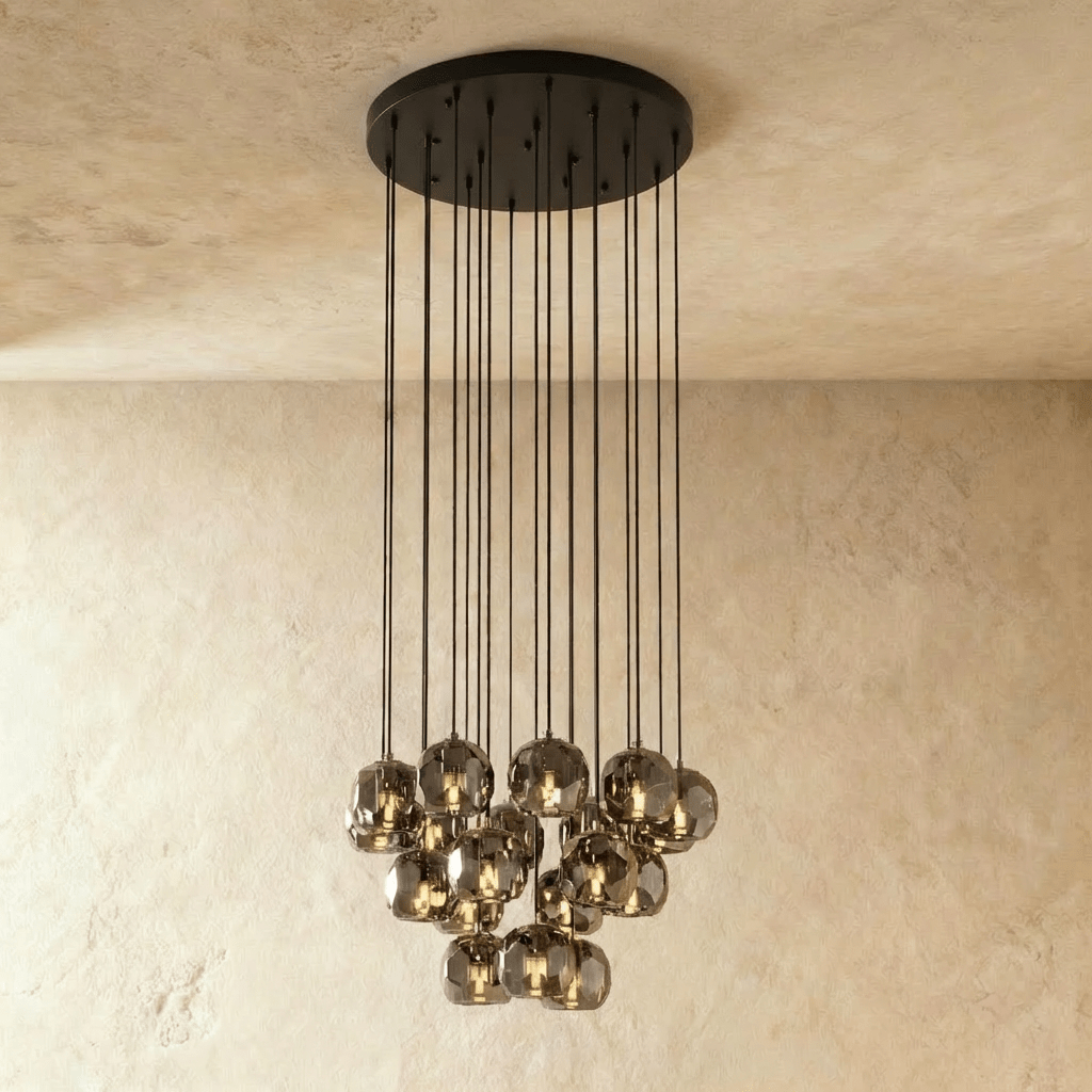 Aurora Cascade Crystal Orb Chandelier With Faceted Glass Spheres